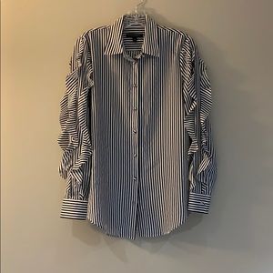 Banana Republic Navy Blue Striped Blouse